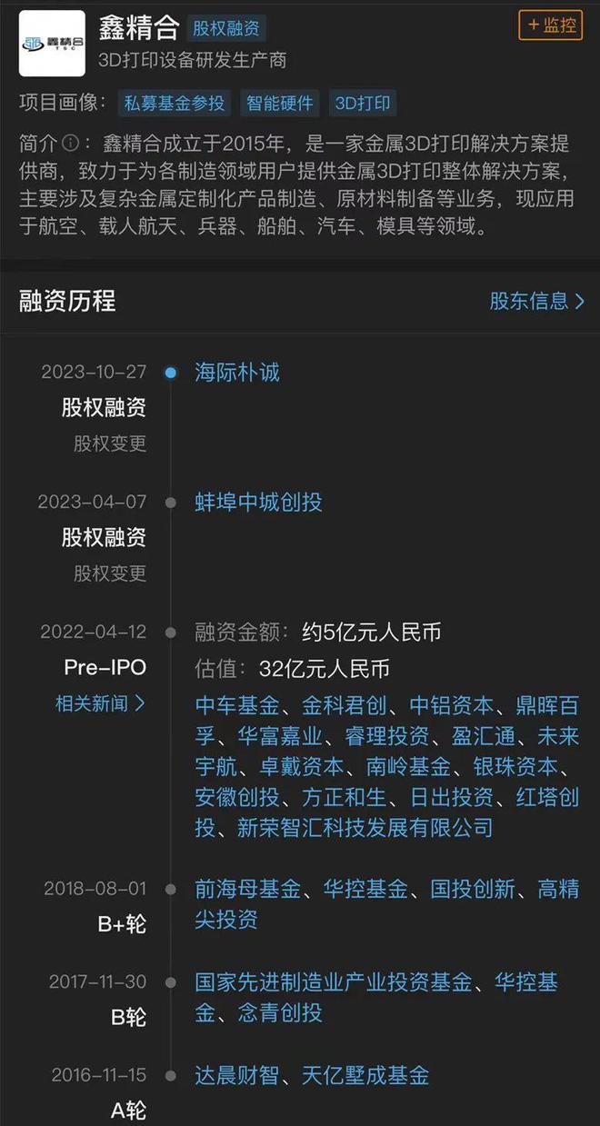 又一金属3D打印厂商进行股改鑫精合激光科技集团股份有限公司正式成立